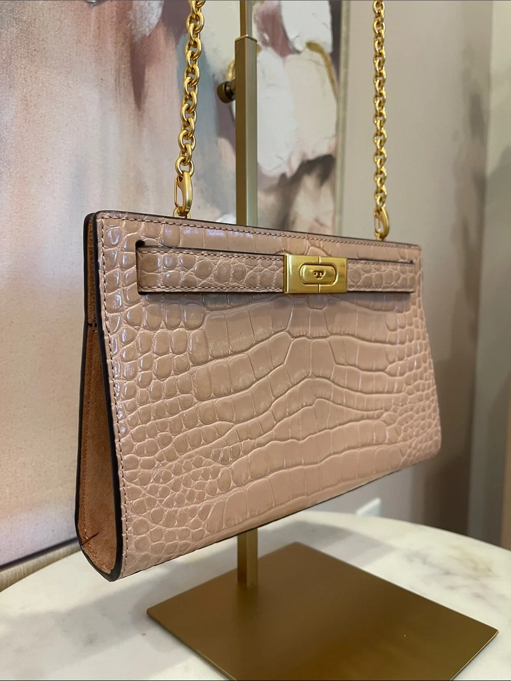 Gorgeous Tory Burch Croc-Embossed Lee Radziwill Shoulder Bag